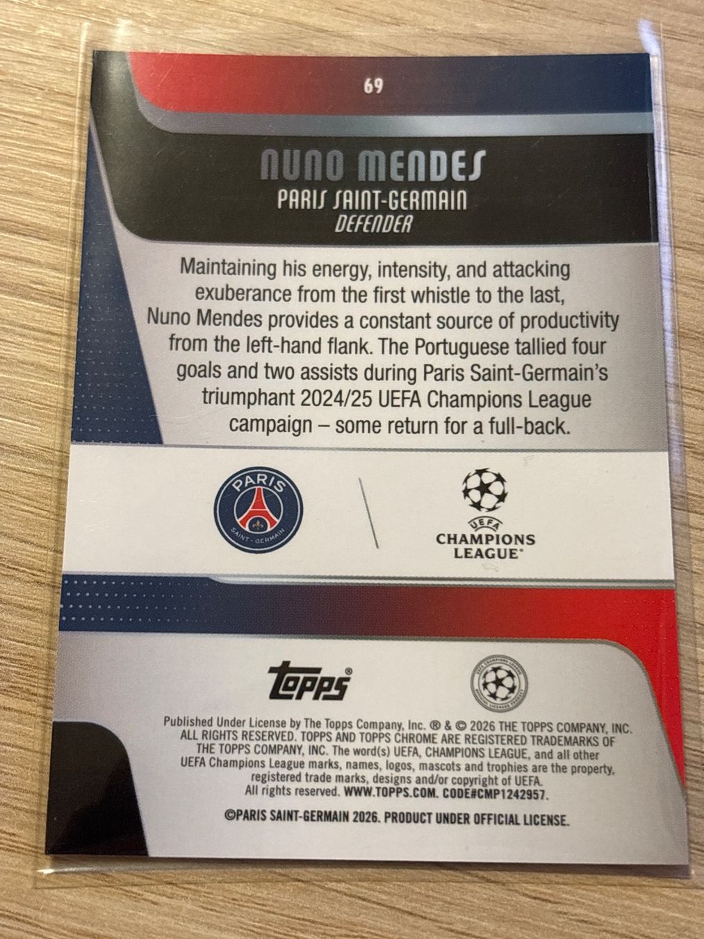 Topps Carte collezionabili: Topps Chrome UCC 25/26 Nuno Mendes Prism Refractor – Nuovo (secondo la descrizione) da Zürich venduto da BVBWINNER 1
