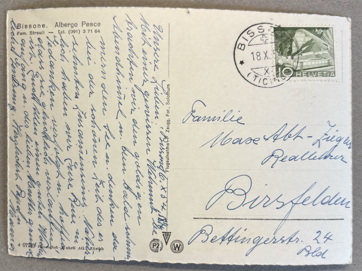 Cartoline postali: Flugaufnahme Bissone – Usato da Luzern venduto da Balbel 1
