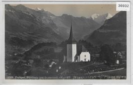 Frutigen - Kirche, Blümlisalp und Doldenhorn