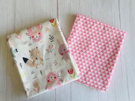 2 Grands coupons de tissu - Animaux de la forêt rose
