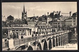 AK Lausanne, le Grand Pont, 1922