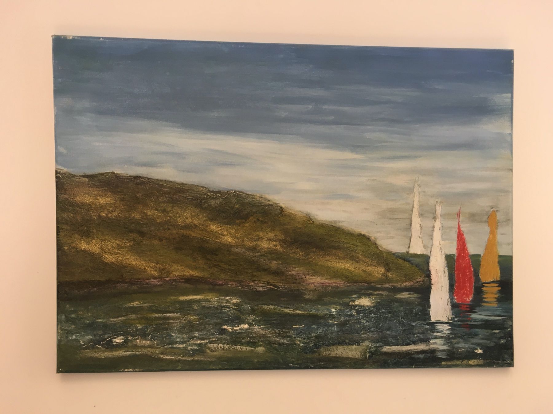 Dipinti: Boot, Meer,  Acryl Mischtechnik, Elisabeth Marti – Usato da Rheineck venduto da emma.gut 3