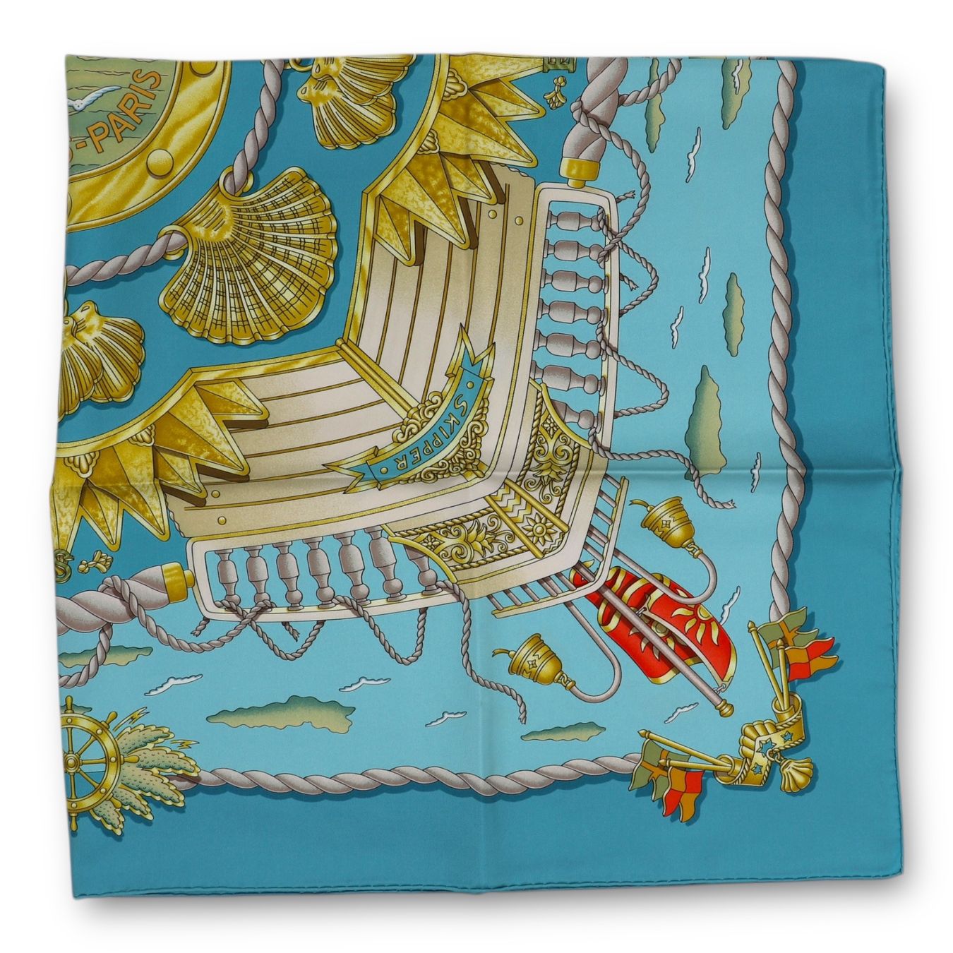 Hermès Foulard & Sciarpe: Hermès Carré "Railing" blau – Usato da Binningen venduto da Designerlabels