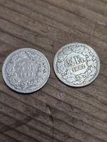 2 Schweizer Münzen 1/2 Franken 1882 