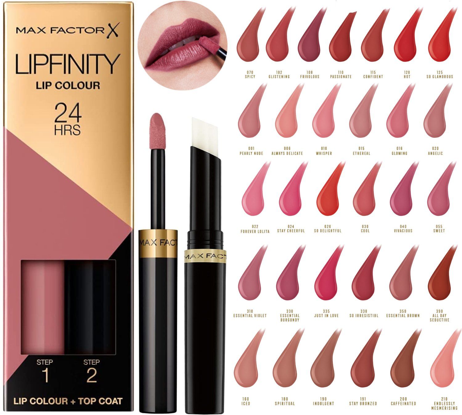 Maquillage: MAX FACTOR Lipfinity  Lip Colour + Top Coat # 88 STARLET – Neuf (Voir description) à Vezia par Aquarius_Age 4