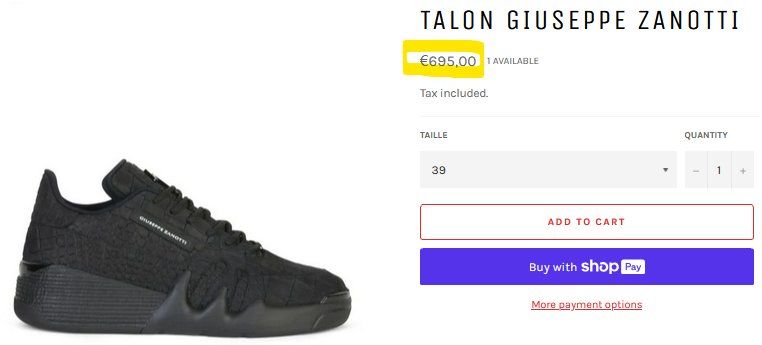 Zanotti Scarpe da uomo: Sneakers Giuseppe Zanotti  .45 – Usato da Collonges venduto da Auganien 1
