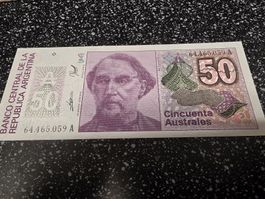 Argentinien 50 Australes Banknote 