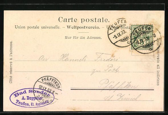 Cartoline postali: Teufen, Generalansicht mit Blick zur Kir – Usato da Berlin venduto da bartko-reher 1