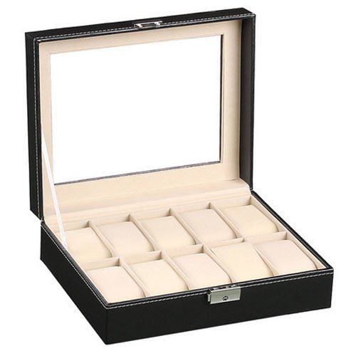 Scatole porta orologi: Coffret pour 10 montres noir coutures blanches – Nuovo e nell'imballaggio originale da Marsens venduto da jogocade 1