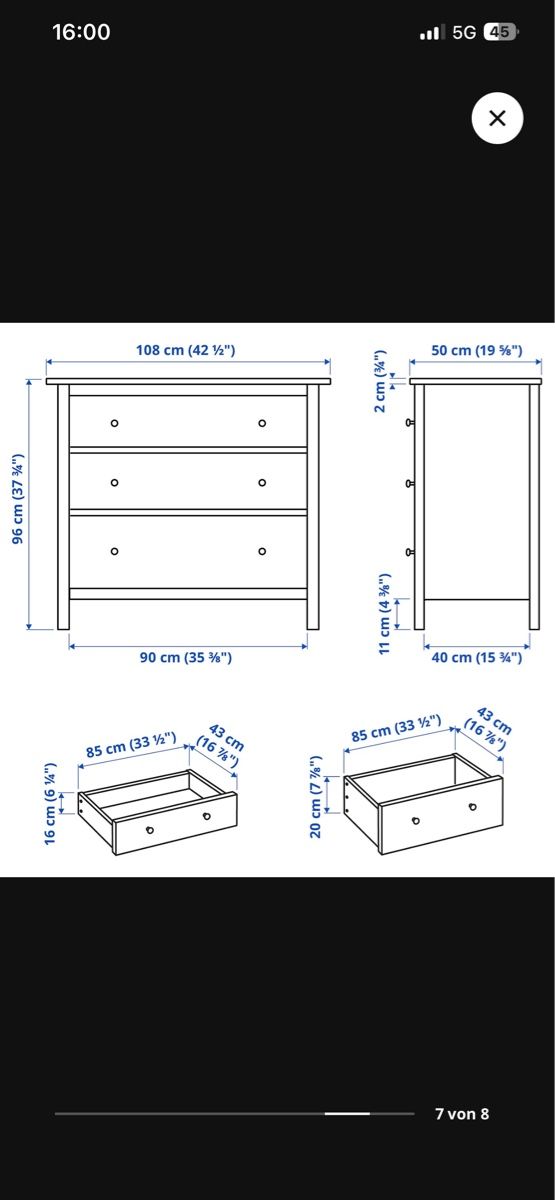 Cassettiere: Hemnes IKEA Weiss Kommode mit 3 Schüben, TOP Zustand – Usato da Bazenheid venduto da tab_w525 3