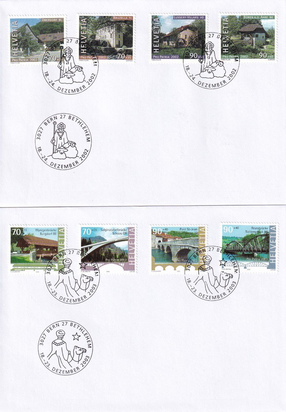 Tutti i francobolli: Lot 4 Briefe PP Satz Bethlehem Sonderstempel 2000-04 – Usato da Rossa venduto da becky05 1
