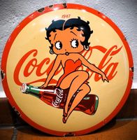 COCA-COLA EMAILLESCHILD BETTY BOOP, Ø 30CM