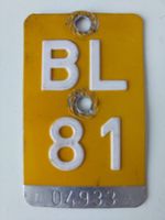 Velonummer BL 81 Mofanummer  gelb plaque Mofa