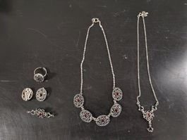 Antiker Granatstein Schmuck-Set (6-tlg.)
