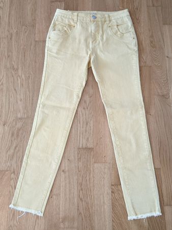 Damen Jeans Bianco gelb ausgefranste Säume Grösse 36
