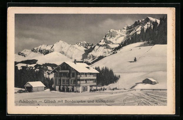 Cartoline postali: Adelboden, Gilbach mit Bonderspitze und  – Usato da Berlin venduto da bartko-reher
