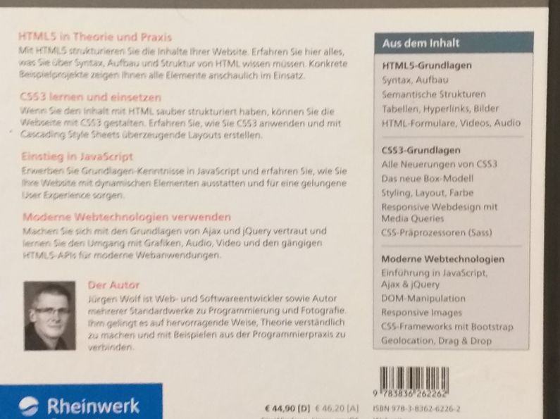 Bücher: HTML5 und CSS3, das umfassende Handbuch, Jürgen Wolf – Gebraucht aus Bern von Sommergewitter 1