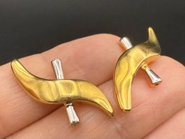 Zweifarbige Ohrringe Vintage 80er Jahre Design