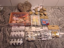 Bastelset Dekoration Vögel Holzherzen Klammern 