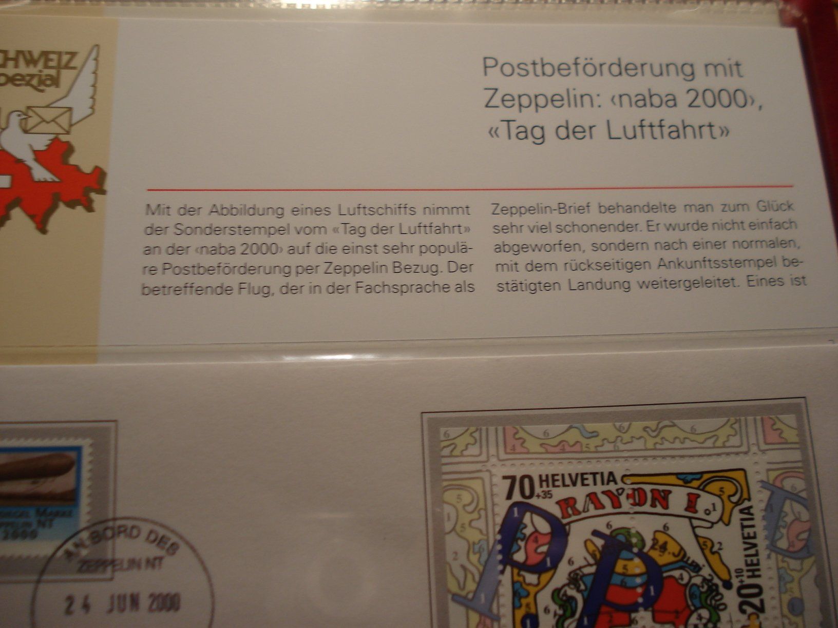 Tutti i francobolli: Zeppelinbrief 2000, mit Block NABA + Bordsiegelvignette – Usato da Niederwil AG venduto da morostahu 2