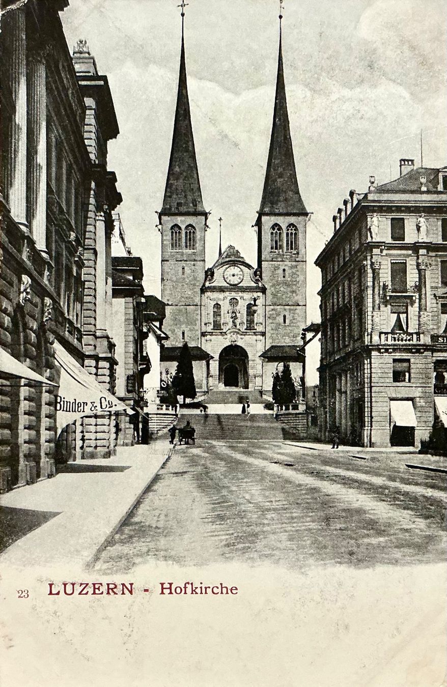 Cartoline postali: 1902 - HOFKIRCHE Luzern - Belebt – Usato da Root venduto da ENGLAND-TREASURES 1