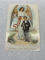 Antikes Andachts- Heiligenbild, 1. Kommunion, datiert 1906