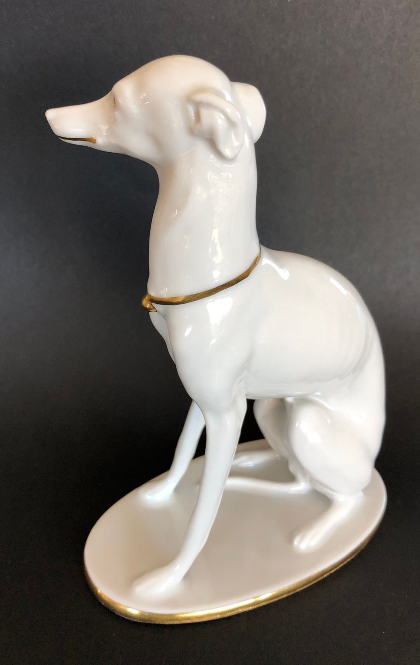 Statuette: Sitzender Barsoi - Russischer Windhund - Greyhound - Pfeffer – Nuovo (secondo la descrizione) da Appenzell venduto da Zimiuno 2