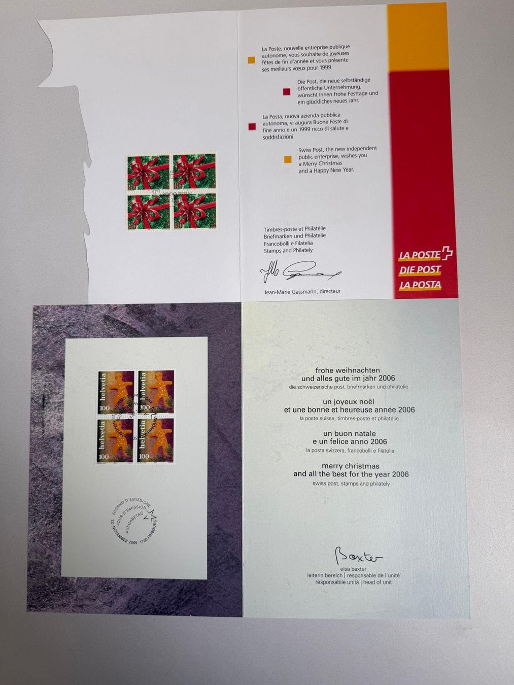 Tous les timbres: 4 Schweizer Post Weihnachtskarten mit Briefmarken 1999–2007 – D'occasion à Tafers par Re.Ts 2