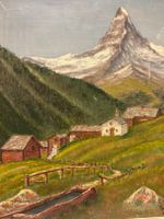 Matterhorn Berglandschaft mit Alp Hütten, 1948 / signiert