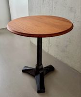 Art Deco Bistrotisch Gusseisenfuss Massivholzplatte