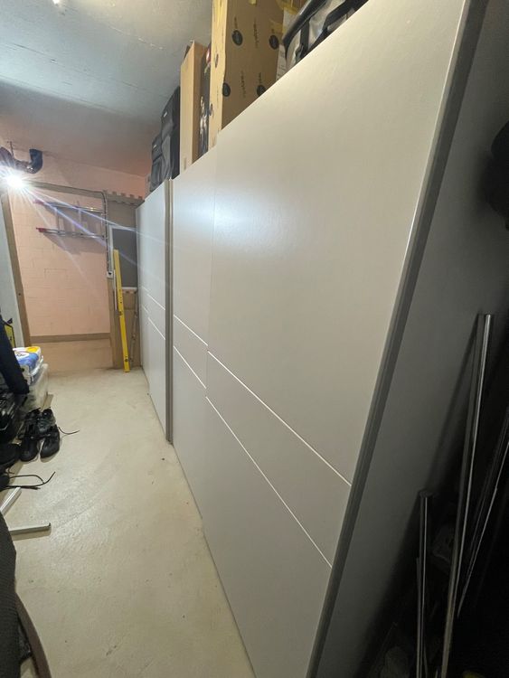 Besenschrank Mit Schiebetüren & 3 Böden | Wasserdichter Werkzeugschrank Für Draußen | Grau 40x68x168 Cm