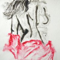 Tusche Zeichnung: Noch ein rotes Tuch