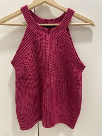 Top maglia Even&Odd, rosa, scollo all'americana, M