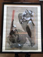 Signiertes Original Zirkus Kunstdruck gerahmt