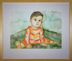 Aquarell: Sitzendes Baby