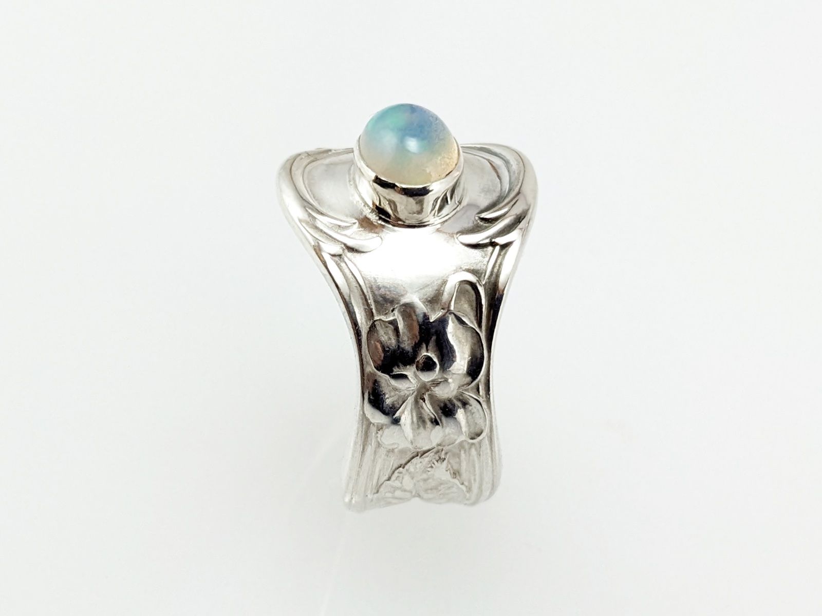 Anelli: Silberring aus der Jugendstil Epoche mit hellblauem Opal – Nuovo e nell'imballaggio originale da Meilen venduto da Byrd-bijoux 2