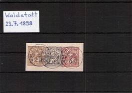 Waldstatt 23.7.1898 , auf Briefausschnitt mit 3 Ziffermarken