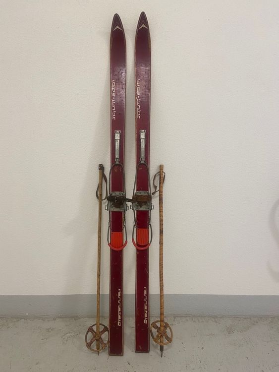 5 Sätze Mini Holz Skier Mit Stöcken Miniatur Dollhouse Winter Sport