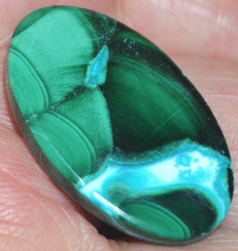 Minerali & Pietre curative: Cabochon L-683 - Chrysokoll Malachit - 27x17mm – Nuovo e nell'imballaggio originale da Goldiwil (Thun) venduto da han_v5b7 6