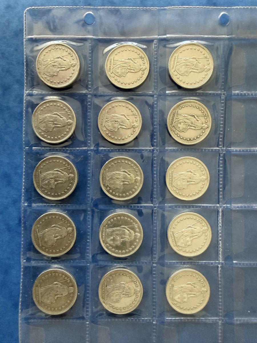 Alle Münzen: Set 15 pieces 2fr 1920-1948 silver – Gebraucht aus Chene-Bougeries von EugeneG
