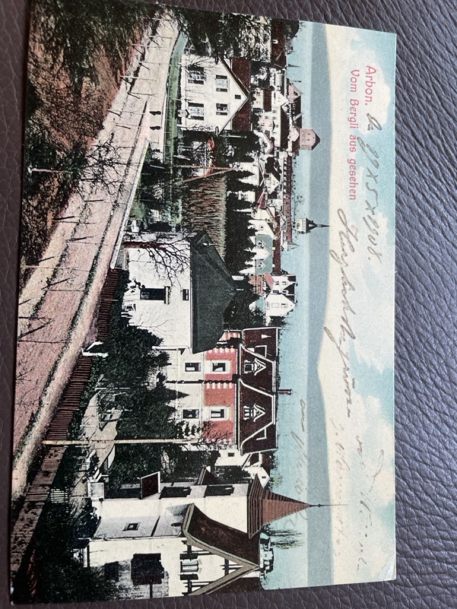 Cartoline postali: Arbon vom Bergli aus gesehen, gelaufen 1908 – Usato da Goldach venduto da zebi02