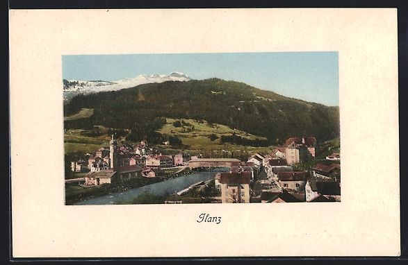 Cartoline postali: AK Ilanz, Teilansicht mit Bergen, 1911 – Usato da Berlin venduto da bartko-reher