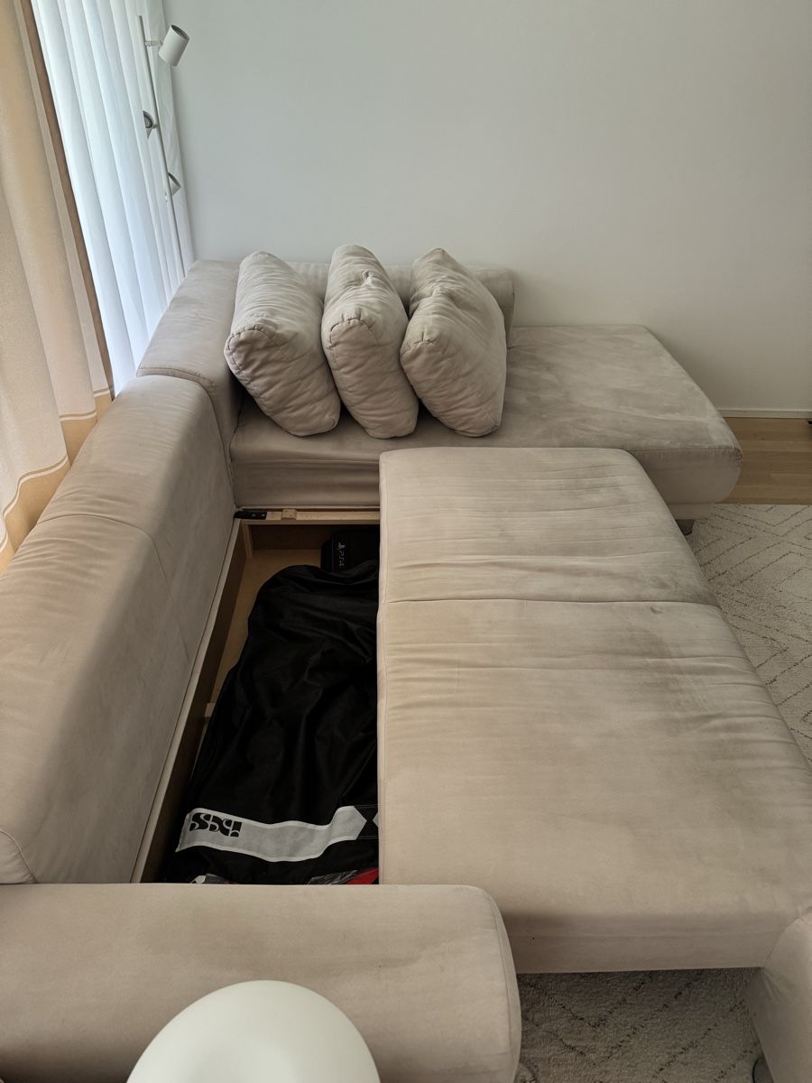 Divani: Ecksofa beige, Stoff mit Bettfunktion & Stauraum – Usato da Sursee venduto da eldi94 3