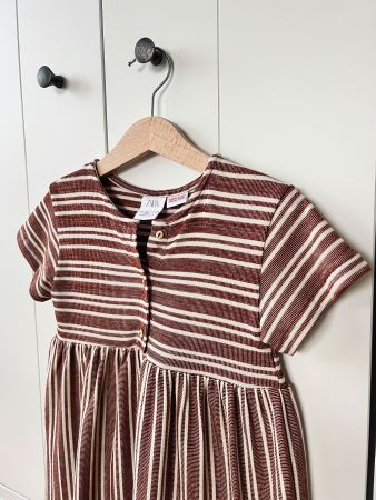 Zara Kleid 110 braun weiss gestreiftes