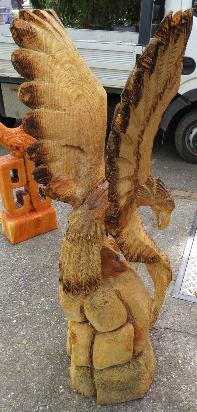 Sculture & Statue: Adlerfigur aus Holz geschnitzt – Usato da Ettingen venduto da campione_1 3