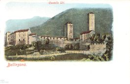 Bellinzona TI Panorama castelli e montagne 