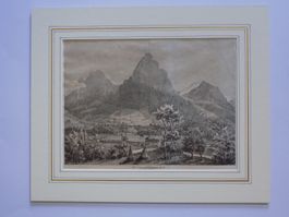 Schwyz und die Mythen grosse Xylographie