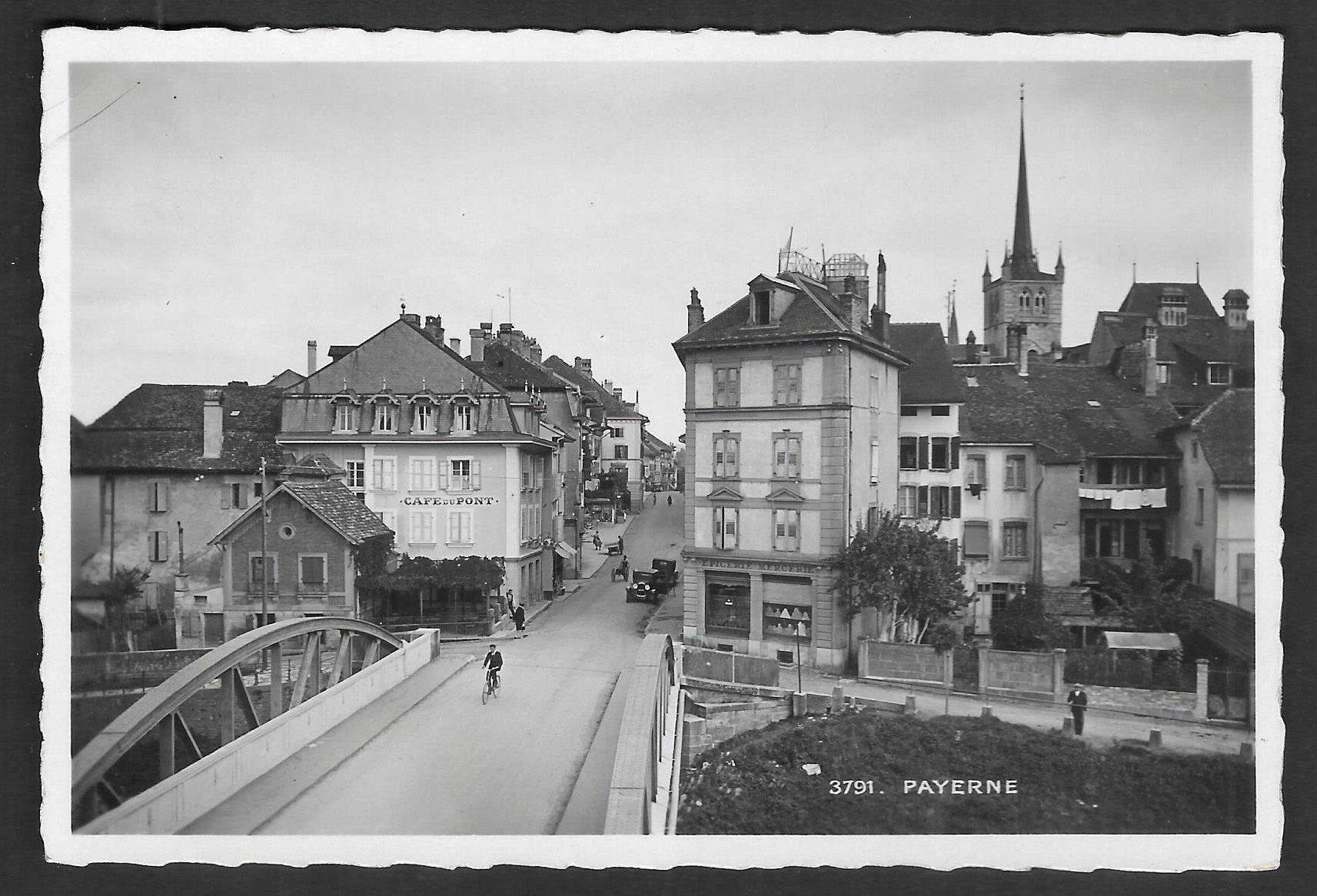 Cartoline postali: Payerne Teilansicht mit Café du Pont – Usato da Olten venduto da clotaldi