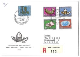 1960 Pro Patria FDC R-Satzbrief mit Ausgabetag-Sonderstempel