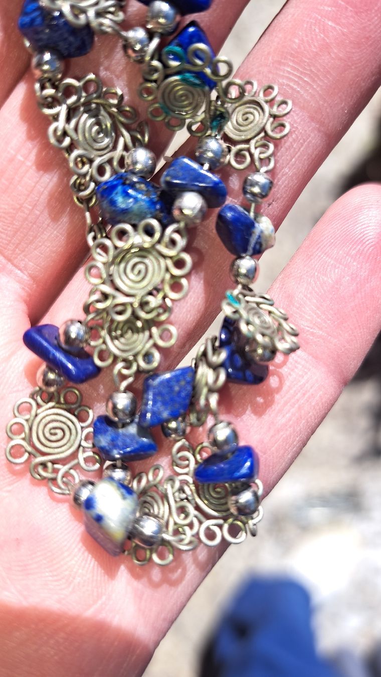 Catenine:  Halskette mit Lapislazuli-Steinen, Vintage Stil – Usato da Kölliken venduto da Upcycling-by-Mc-TAM 1